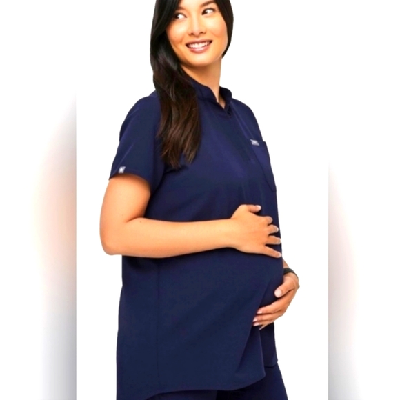 FIGS Technical Collection (Size S) Navy Blue "Kitale" Maternity 1-Pkt Scrub Top - Picture 1 of 8